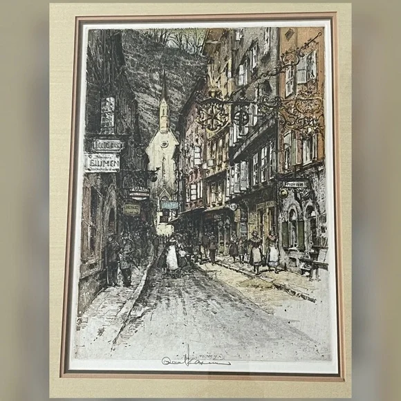 Robert Kasimir (1914-2002) “ Salzburg Getreidegasse” Painting Decor Frame
